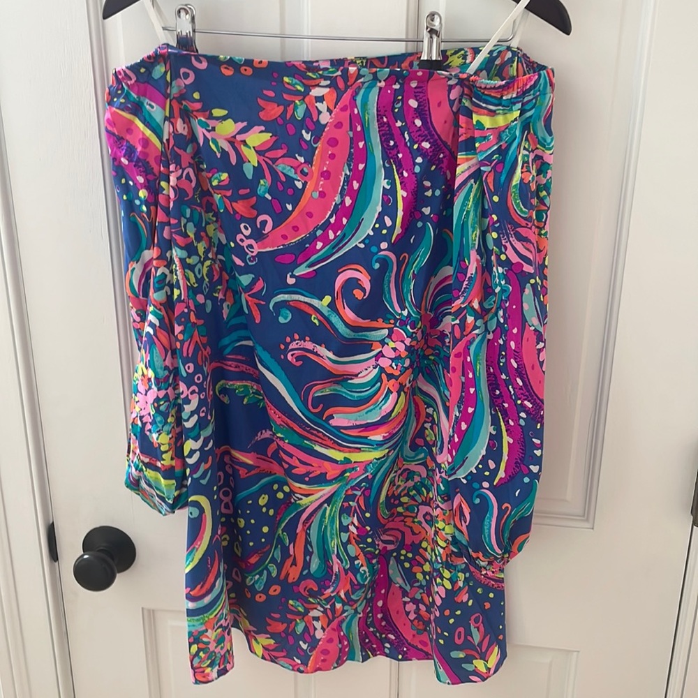 Women’s Lilly Pulitzer off the shoulder silk dress